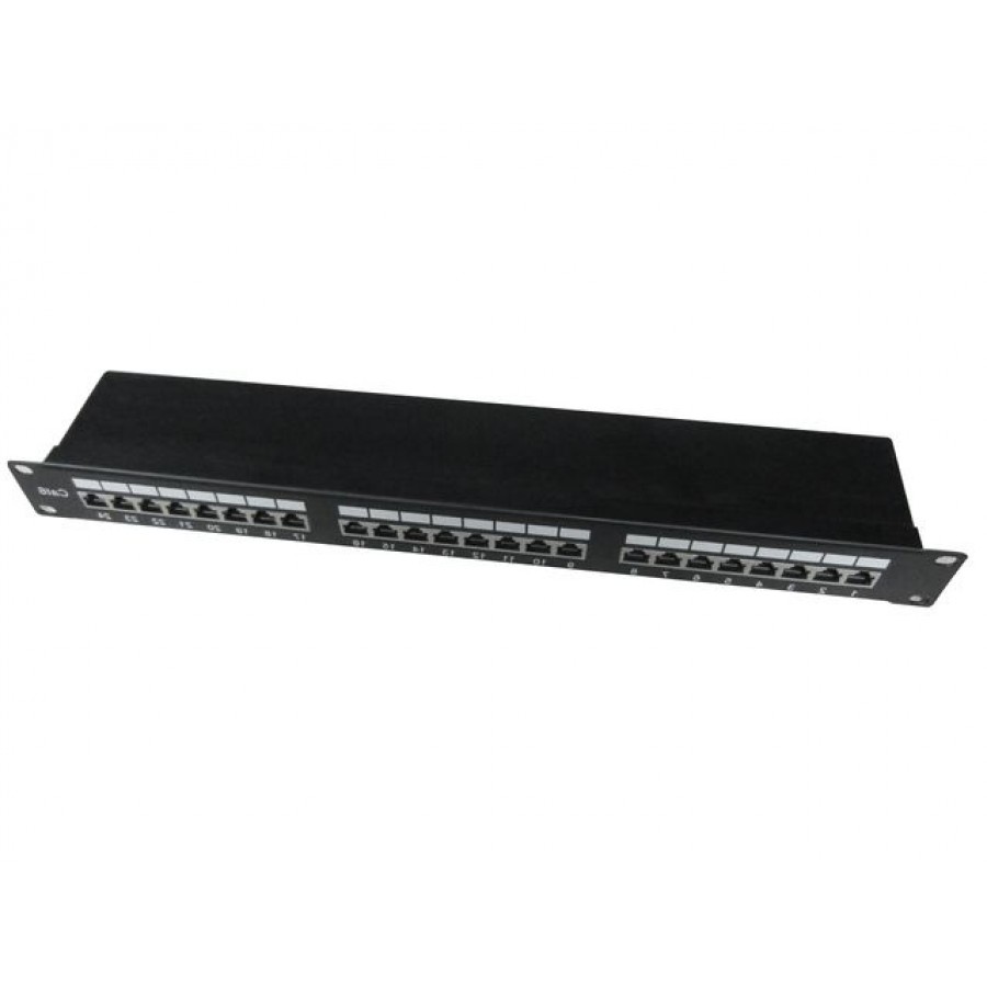 Patch Panel 24 Port 1u Kat.6 Ekranowany Półką Do Organizacji Kabli Czarny Gembird