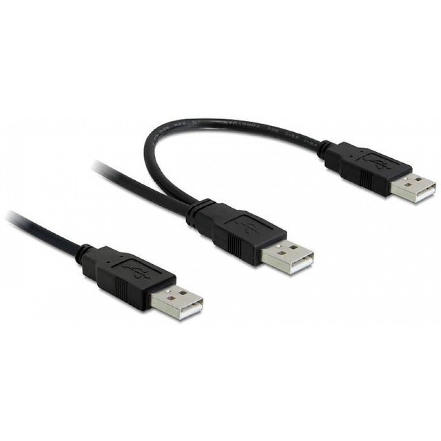 Kabel USB Am-Am 2.0 0.7m + Am Power Delock