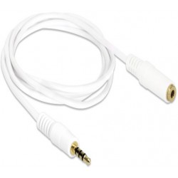 Przedłużacz Audio Minijack 3.5mm M/F 4 Pin 1m Biały Dla Iphone Delock