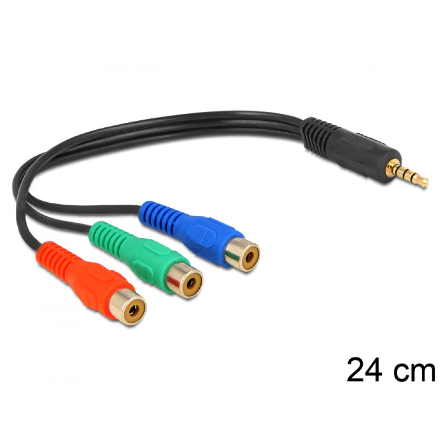 Kabel Stereo Minijack 4 Pin->3x Chinch Rca 24cm