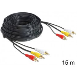 Kabel 3xRCA-3xRCA (Chinch) M/M 15m Delock