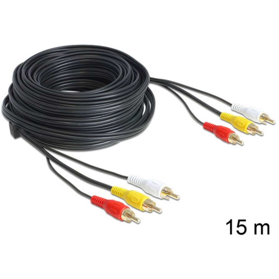 Kabel 3xRCA-3xRCA (Chinch) M/M 15m Delock