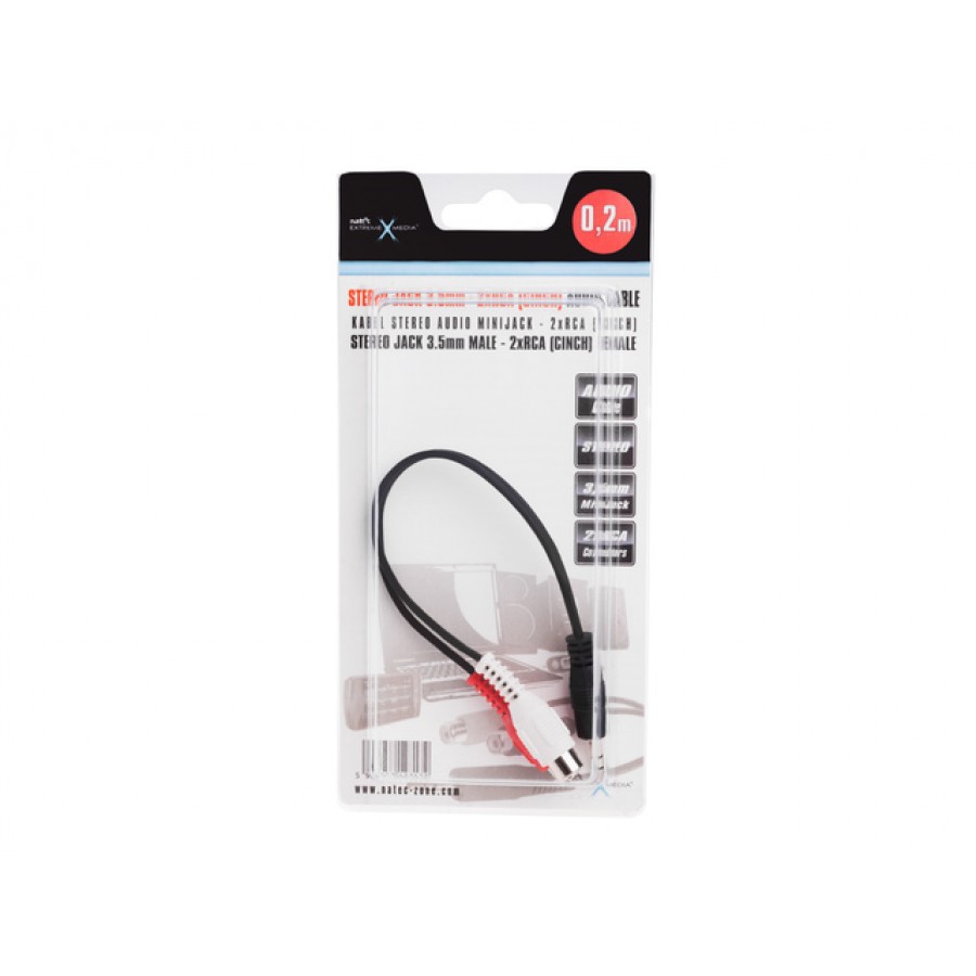 Kabel Minijack-2xrca Chinch M/F 0.2m Stereo Natec Extreme Media