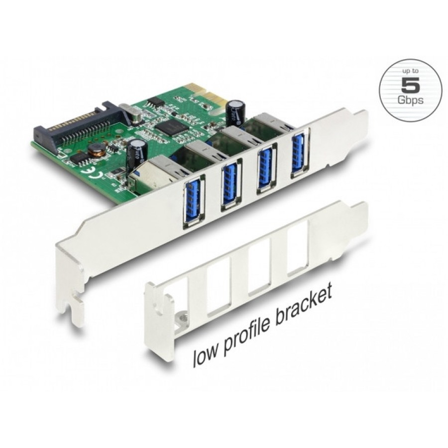 Karta PCI Express X1->4x USB 3.0 Śledź Low Profile Delock