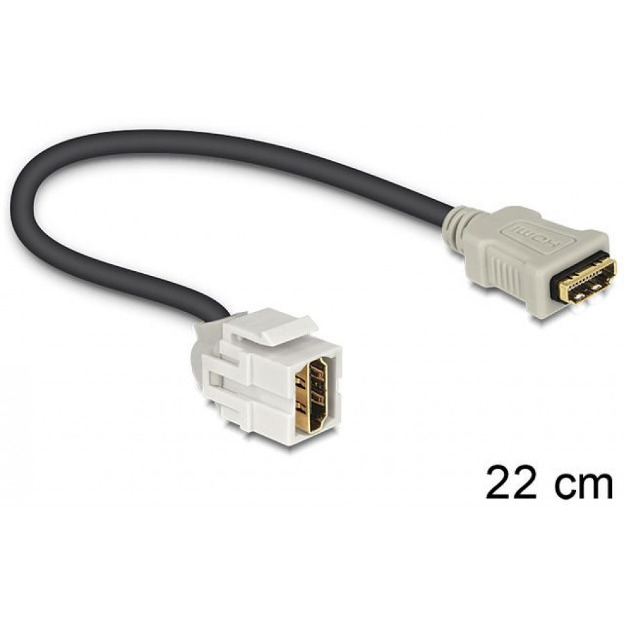 Moduł Keystone Gniazdo HDMI(F)->HDMI(F) 250° Na Kablu 22cm Do Puszki Montażowej Delock