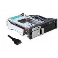 Kieszeń Hdd Wewnętrzna Sata Hdd 2.5+3,5" Czarna+2xUSB 3.0 Na 2 Dyski