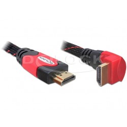 Kabel HDMI-HDMI Premium Kątowy Lewy Red Dół 3m Delock