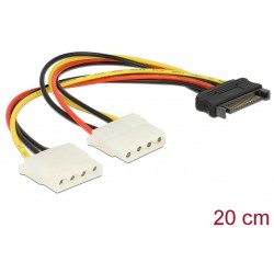 Kabel SATA Zasilający SATA(M)->2x Molex(F) 20cm Delock