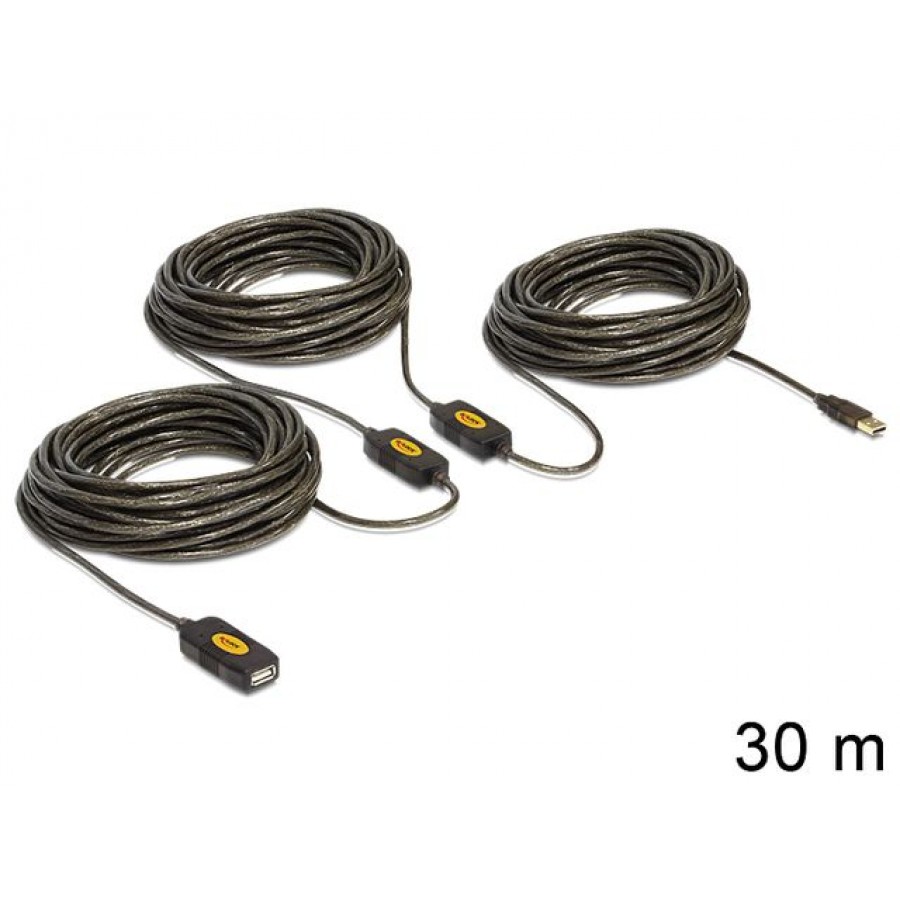 Kabel USB Am-Bm 2.0 30m Aktywny Black Delock