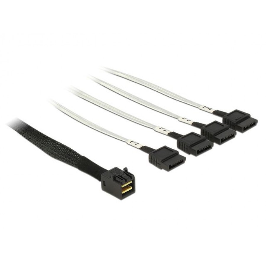 Kabel Sas Mini Hd Sff 8643(M) X4->4x Sata 7 Pin(F) 1m Delock