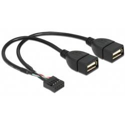 Kabel USB Afx2 2.0-> 2x Pin Header 20cm Black