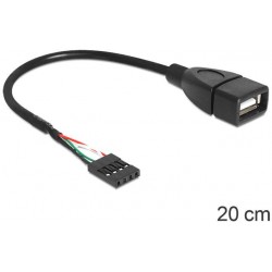 Kabel USB Af 2.0->Pin Header 20cm Black