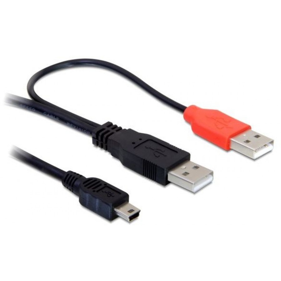 Kabel USB Bm Mini USB 2.0 -> 2xAm-Am 1.5m Delock