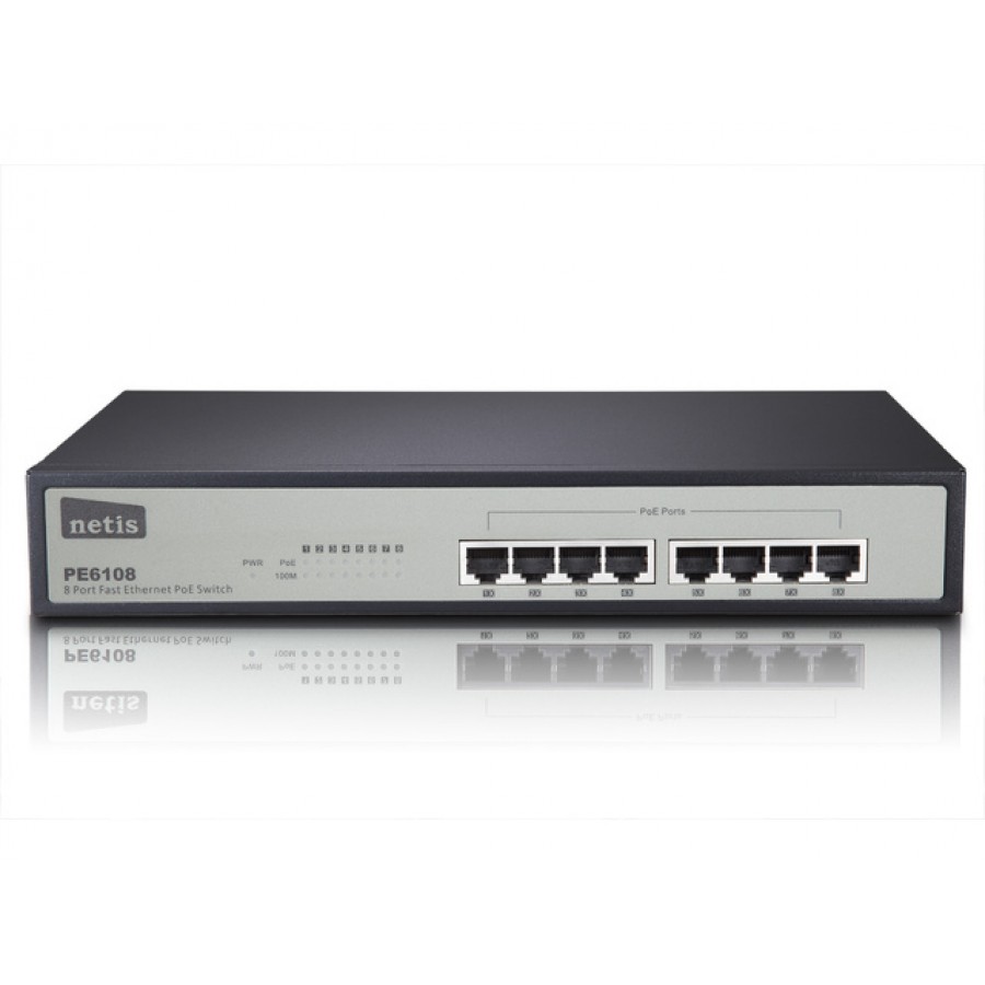 Switch Poe 19" 8-Port 100mb 8 Portów Poe, 15,4w/Port, Max 124w Pe6108 Netis