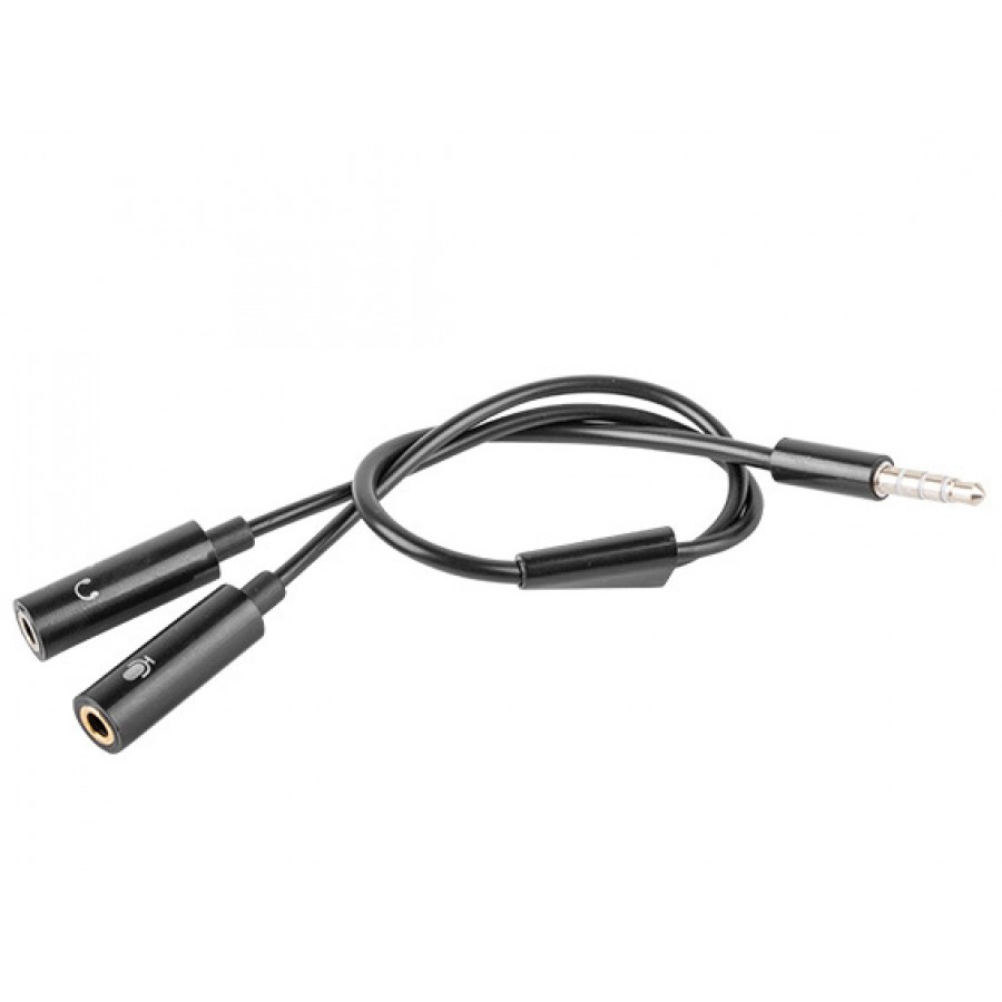 Adapter Minijack 3.5mm(M) 4pin->2x Minijack 3.5mm(F) 3pin Na Kablu 20cm Natec Mets