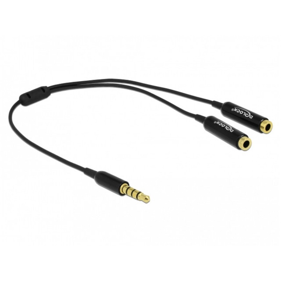 Kabel Stereo 4 Pin Minijack(M)->4 Pin Minijack(F) 25cm Black Delock