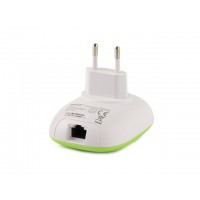 Repeater Wifi B/G/N300 Z Gniazdem Rj-45 Mini Wpinany Do Gniazdka 230V Netis E1+ Zielony