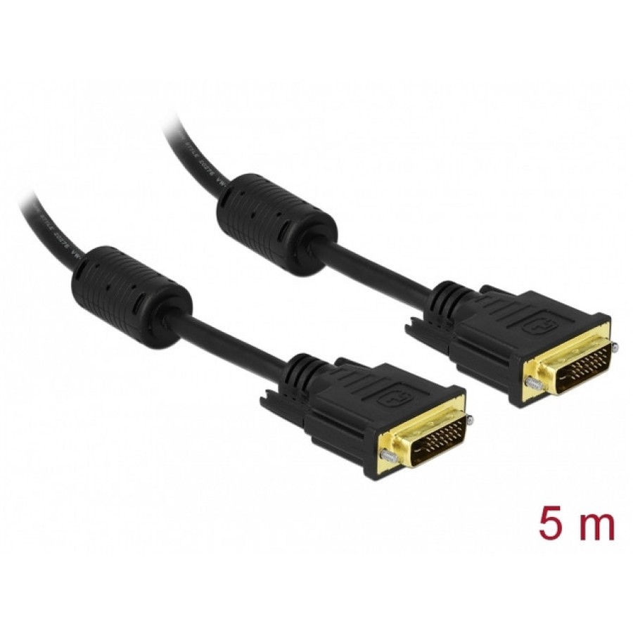 Kabel DVI-D(M)(24+1)->DVI-D(M)(24+1) 5m Dual Link Ferryt Black Delock