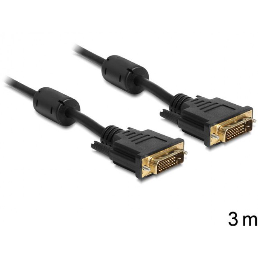 Kabel DVI-D(M)(24+1)->DVI-D(M)(24+1) 3m Dual Link Ferryt Black Delock