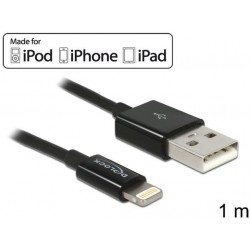 Kabel Lightning(M)->USB-A(M) 1m Czarny Delock