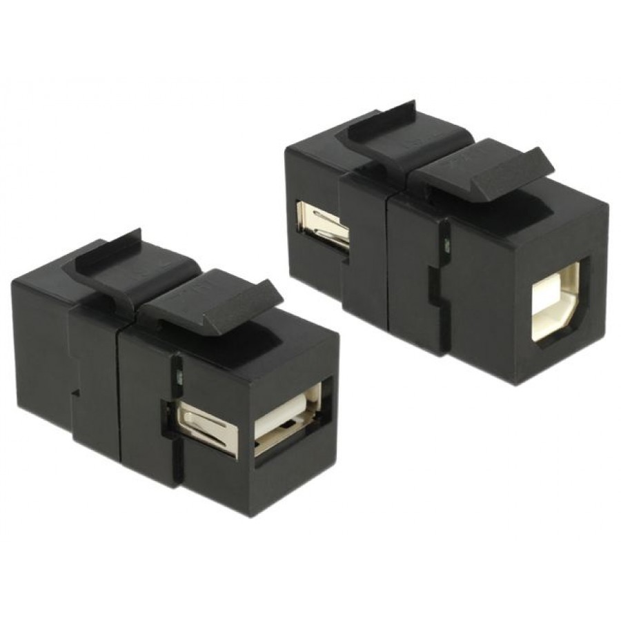 Moduł Keystone Gniazdo USB 2.0 A(F)->USB B(F) Do Puszki Montażowej Black Delock