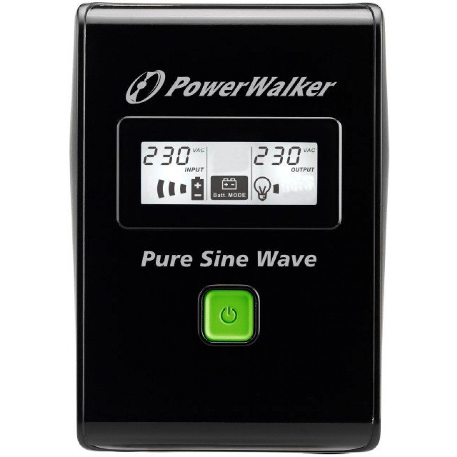 UPS Power Walker Line-Interactive 600VA 2x Schuko 230V, Pure Sine Wave, Rj11/45 In/Out, USB, LCD