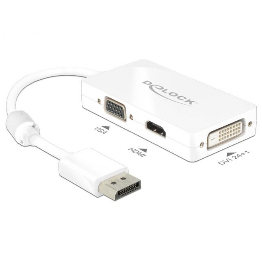 Adapter Displayport 1.1-HDMI+VGA+DVI(24+1) Na Kablu Pasywny 18cm Delock