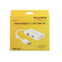 Adapter Displayport 1.1-HDMI+VGA+DVI(24+1) Na Kablu Pasywny 18cm Delock