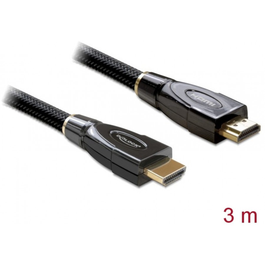 Kabel HDMI-HDMI Premium Black Sznur 3m Delock