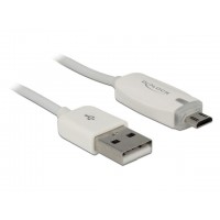 Kabel USB Micro Am-Mbm5p 2.0+Wskaźnik Ładowania LED 1m White Delock