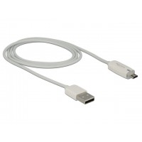 Kabel USB Micro Am-Mbm5p 2.0+Wskaźnik Ładowania LED 1m White Delock