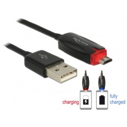 Kabel USB Micro Am-Mbm5p 2.0+Wskaźnik Ładowania LED 1m Black Delock