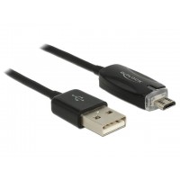 Kabel USB Micro Am-Mbm5p 2.0+Wskaźnik Ładowania LED 1m Black Delock