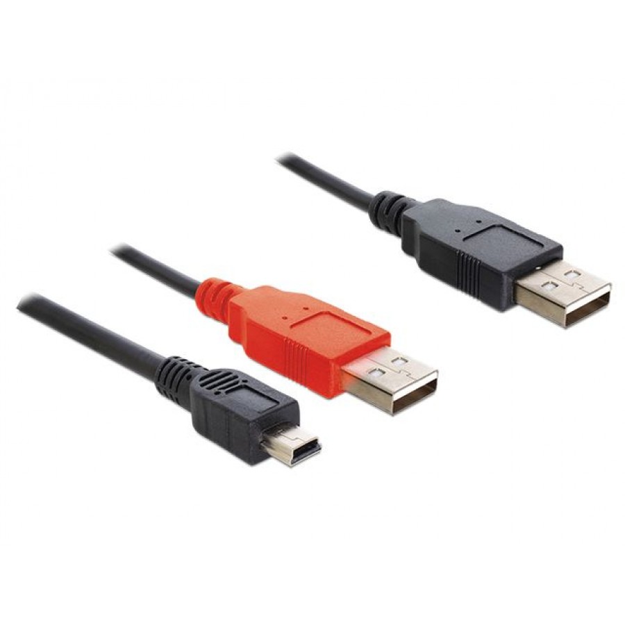 Kabel USB Am X2->Bm Mini 2.0 20cm Delock