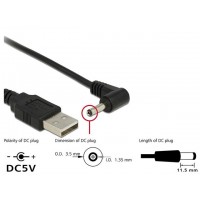 Kabel USB Zasilający-DC 3.5 X 1.35 mm (M) Kątowy 90° 1.5m Delock