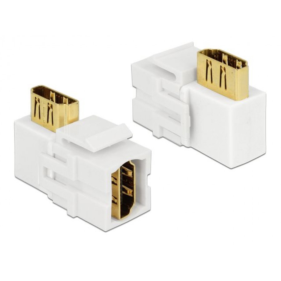 Moduł Keystone Gniazdo HDMI(F)-HDMI(F) Kątowe 90"  Do Puszki Montażowej Delock Białe