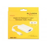 Adapter Displayport 1.1 (M)->VGA(F) Audio Power White Delock