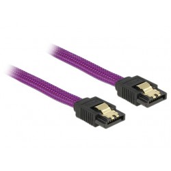 Kabel Sata Data III 6Gb/s 30cm Z Zatrzaskami Metalowymi Gold-Plated Premium Delock