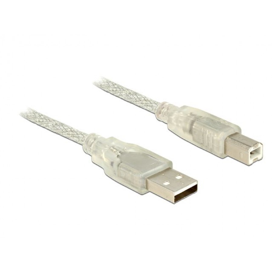 Kabel USB Am-Bm 2.0 2m Przezroczysty Delock