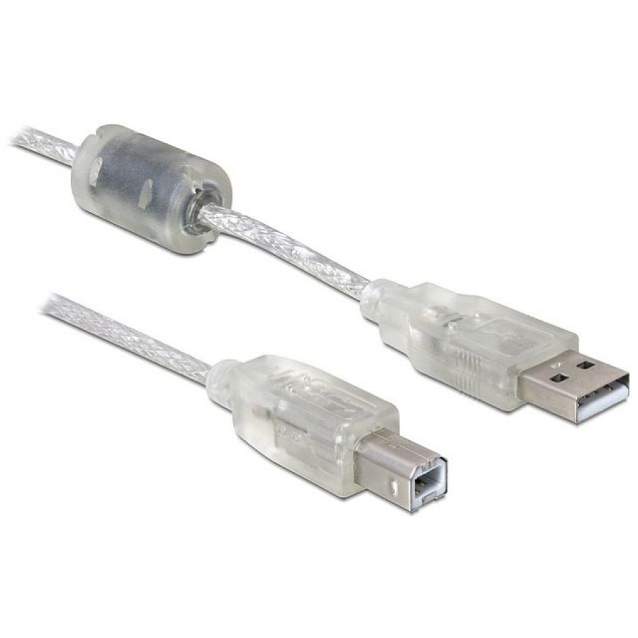 Kabel USB Am-Bm 2.0 3m Przeźroczysty Delock