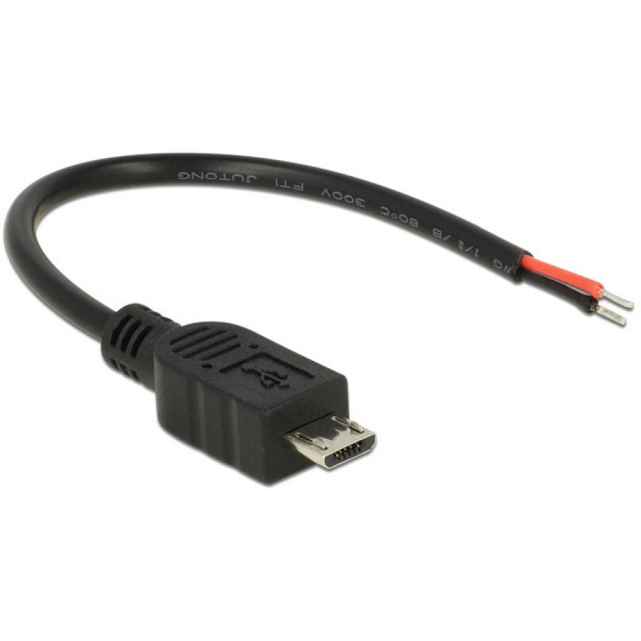 Raspberry Kabel USB Micro Bf->2x Luźne Przewody VCC/Gnd 10 Cm Delock