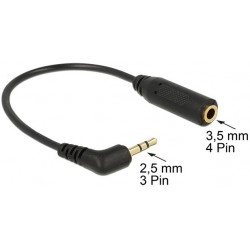 Kabel Audio Jack 2.5mm(M) 3 Pin->Minijack 3.5 Mm(F) 4 Pin 0.17m Czarny Delock