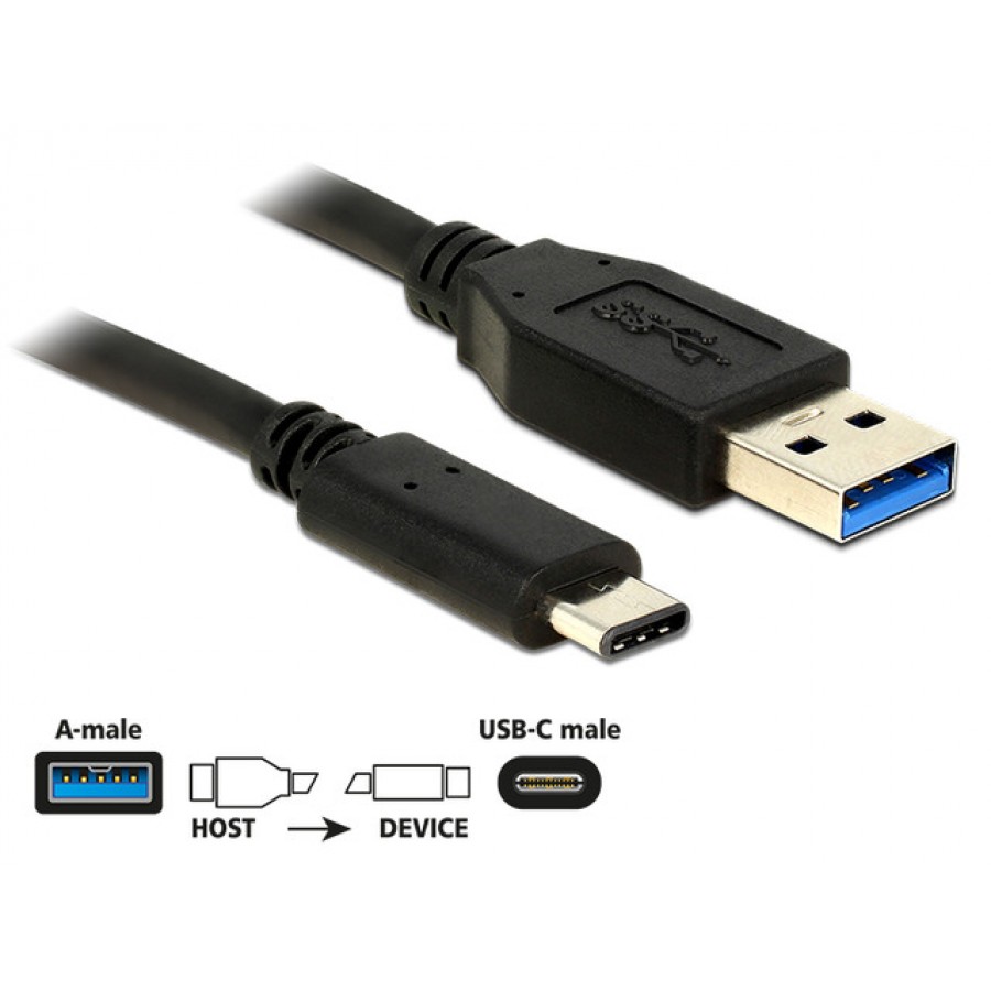 Kabel USB Type-C(M)-Am 3.1 50cm Black Delock