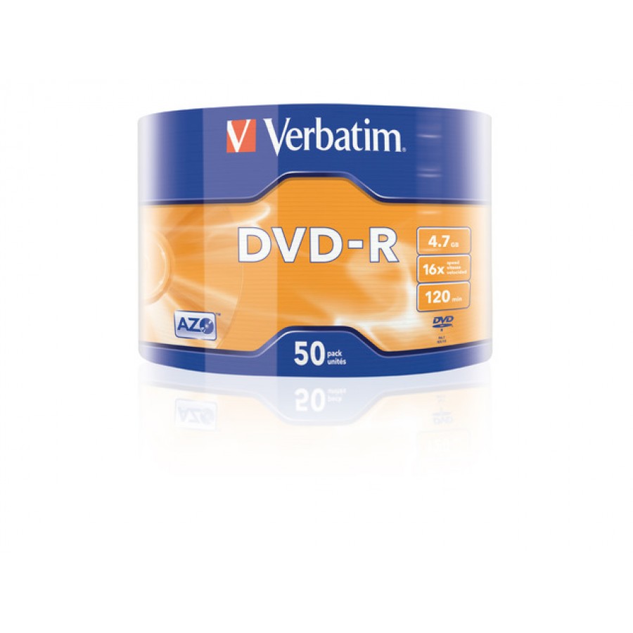 DVD-R Verbatim 4.7GB X16 Matt Silver Wrap 50 Spindle