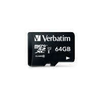 Karta Pamięci Verbatim Micro SDXC 64GB Class 10 + Adapter Sd