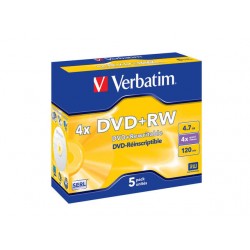 DVD+RW Verbatim 4.7GB X4 Matt Silver 5 Jewel Case