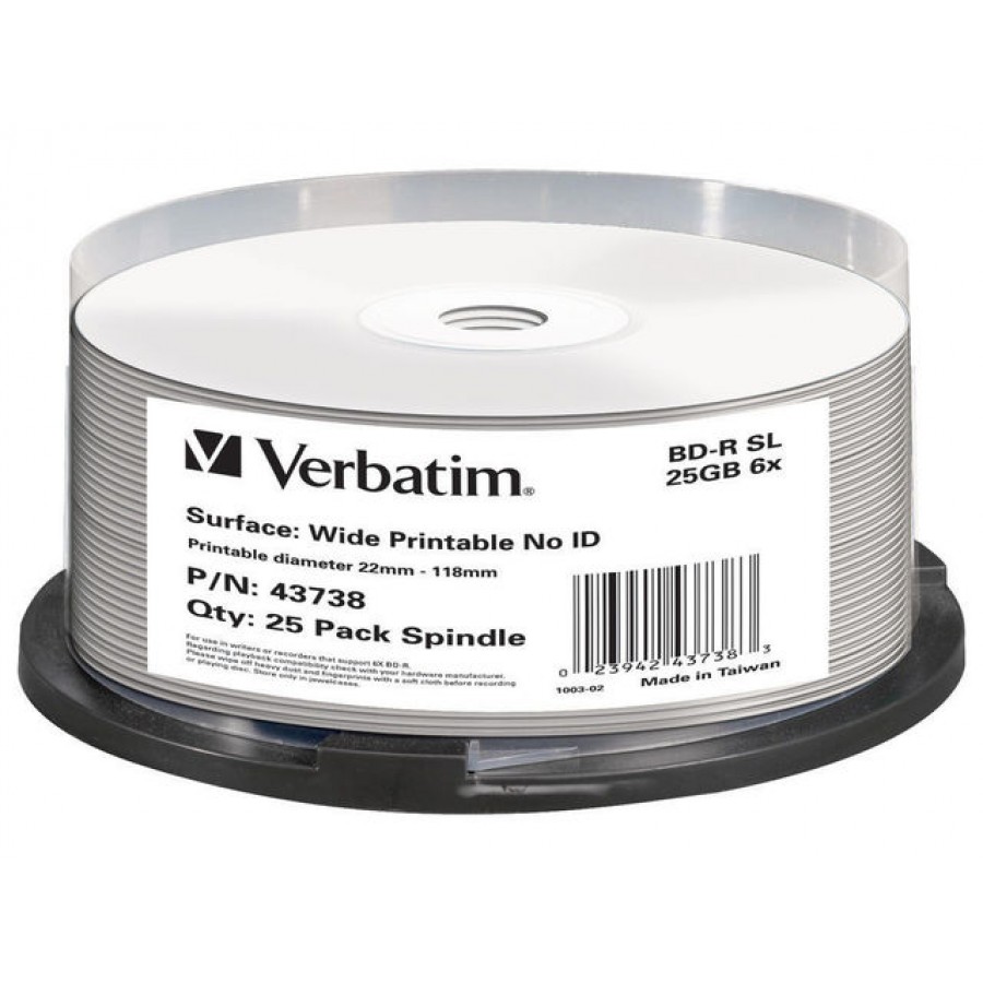 BD-R Verbatim 25GB X6 Dl+ Printable CAKE 25 No Id