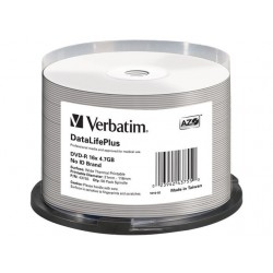 DVD-R Verbatim 4.7GB X16 Azo Dl+ Printable Thermal 50 Cake No Id Brand