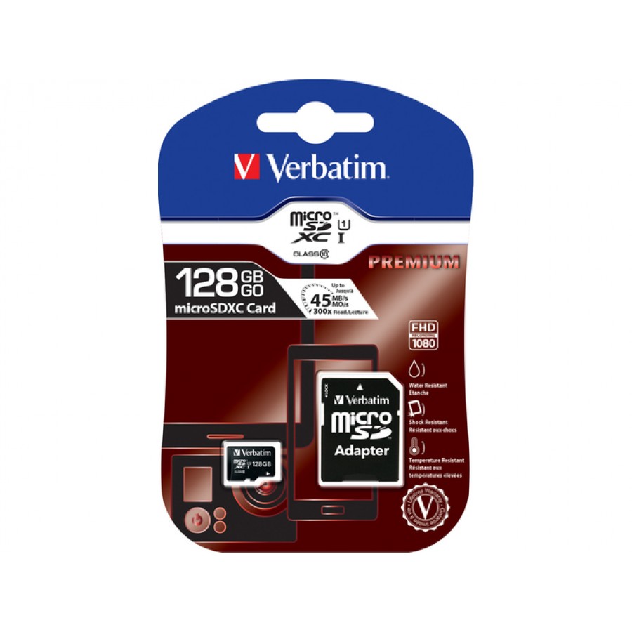 Karta Pamięci Verbatim Micro SDXC 128GB Class 10 Uhs-1 + Adapter Sd