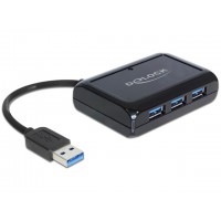 Hub USB 3.0 3-Porty +PORT Gigabit Lan + Zasilacz Delock